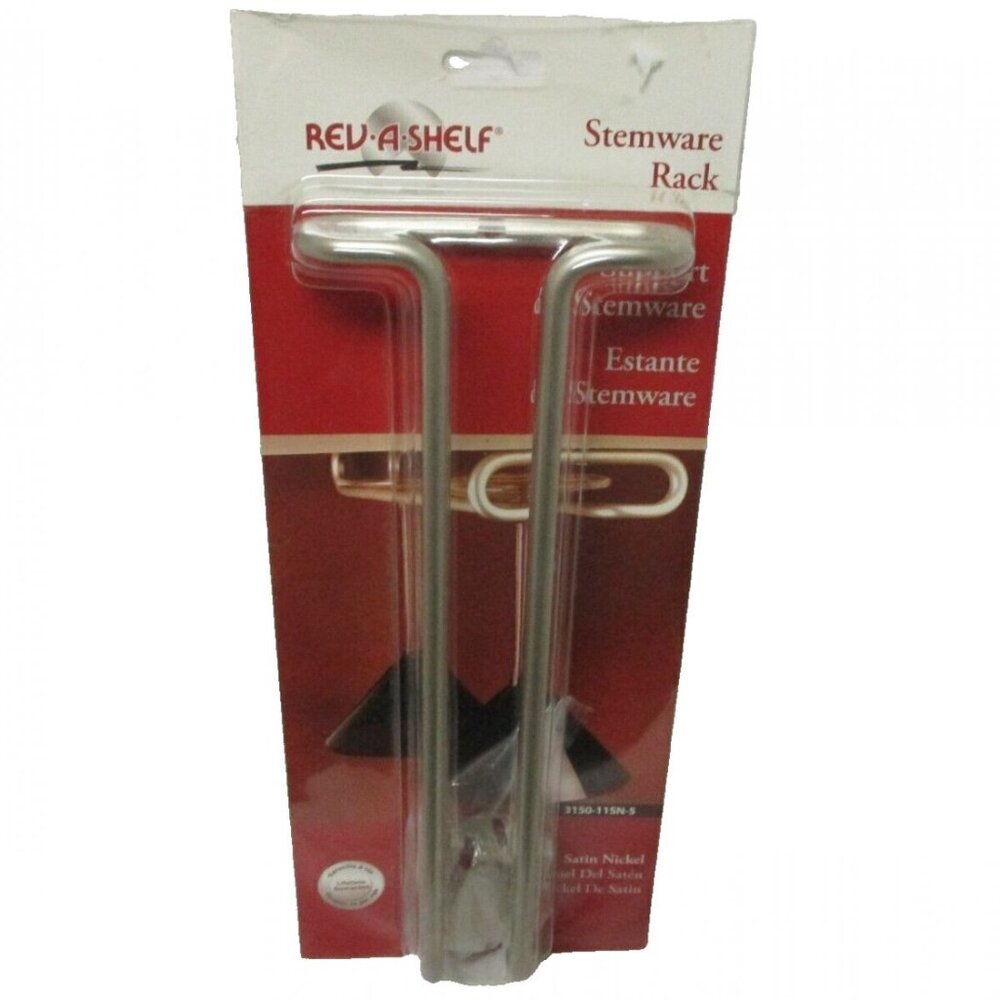 Stemware Racks, Metal, Satin Nickel, 4-1/4" W x 11" D x 1-1/2" H, Single Row